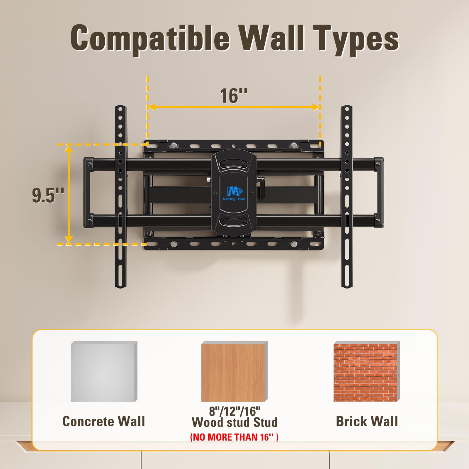 Mounting Dream Full Motion TV Wall Mount for 42-90 Inch TV up to 154lbs — Amazon image 5