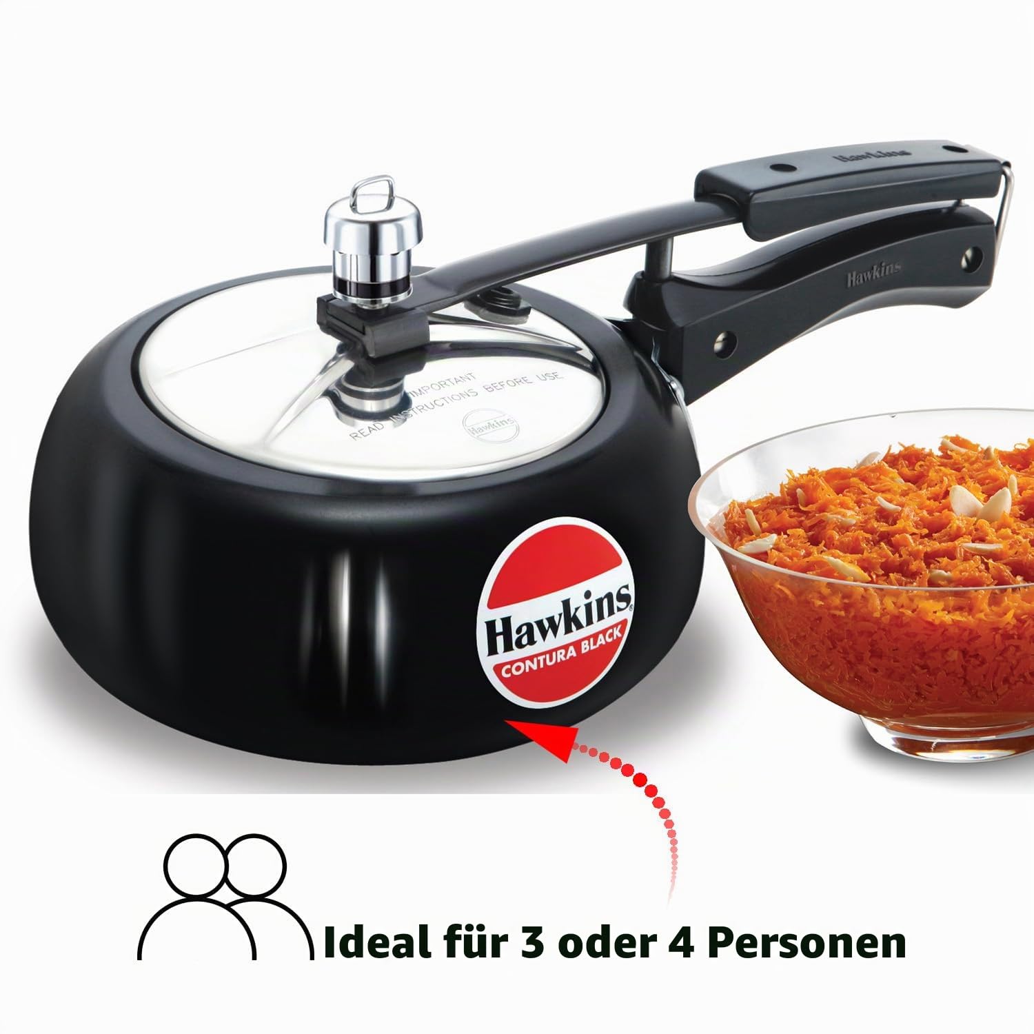 Hawkins CB20 Harteloxierter Schnellkochtopf, 2 Liter, Contura Black