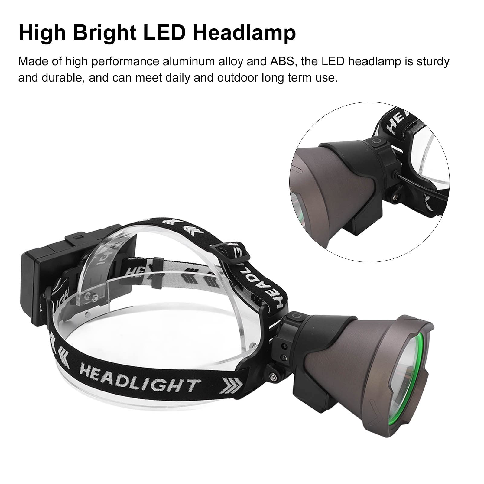 Lampe Frontale LED Haute luminosité, Rechargeable par USB, étanche, pour Camping, Randonnée, Pêche, Activités de Plein Air, Alliage D'aluminium
