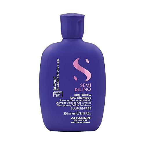 Miniatura 1 de Alfaparf Milano Semi Di Lino - Champú anti amarillo morado para cabello rubio, sin sulfatos, champú hidratante para cabello rubio, platino, plateado