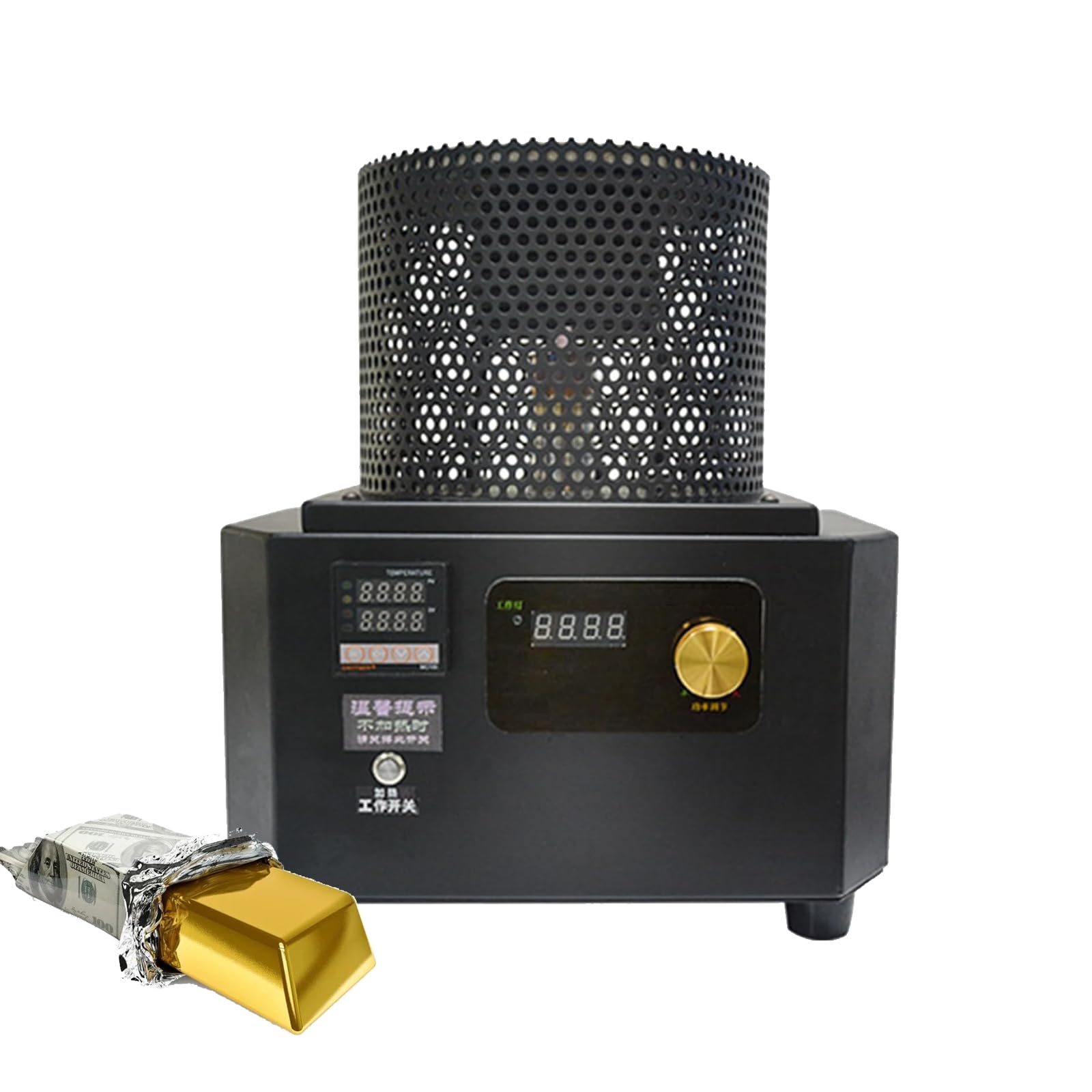 Fornace per Fondere Oro Elettrica, Fornace Portatile per Fondere Oro, Macchina di Fusione Commerciale a Frequenza Media, Forno ad Induzione ad Alta Temperatura 1200/1600°C (2KG)