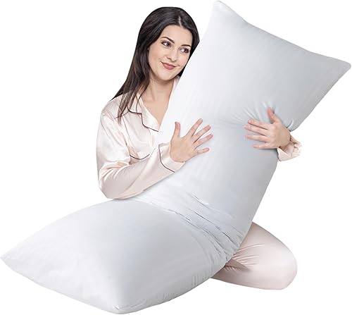 Miniatura 9 de Cosybay Relleno de almohada de cuerpo completo con funda de almohada gris oscuro, almohada de cama larga y esponjosa para adultos - Almohada firme