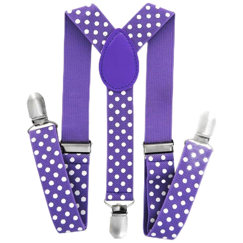The Tie Company Unisex Sky Blue Polka Dot Multicolor Elastic Adjustable Mens Womens Suspenders Y-Shape Braces - Purple