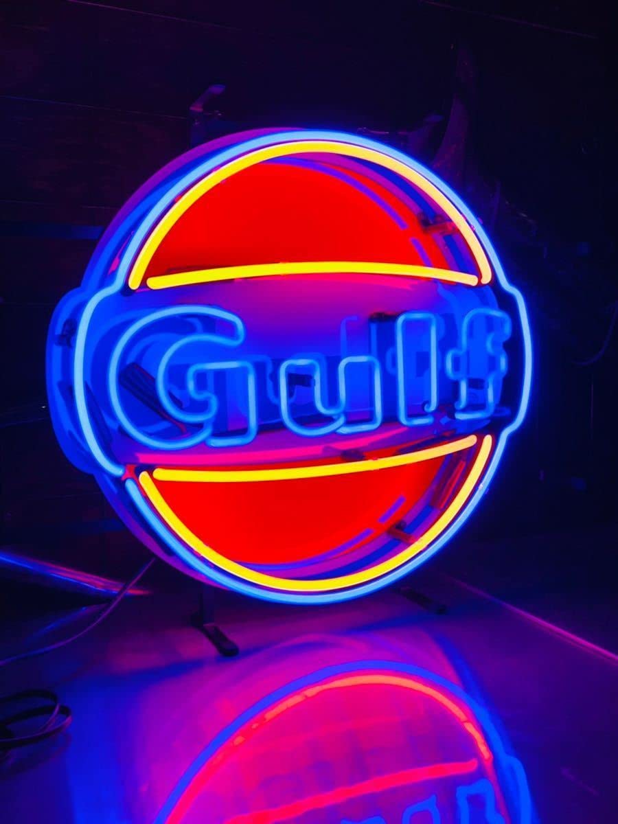 Amazon.co.jp: Gulf ガルフ ネオン看板 オイル スノコ 世田谷ベース