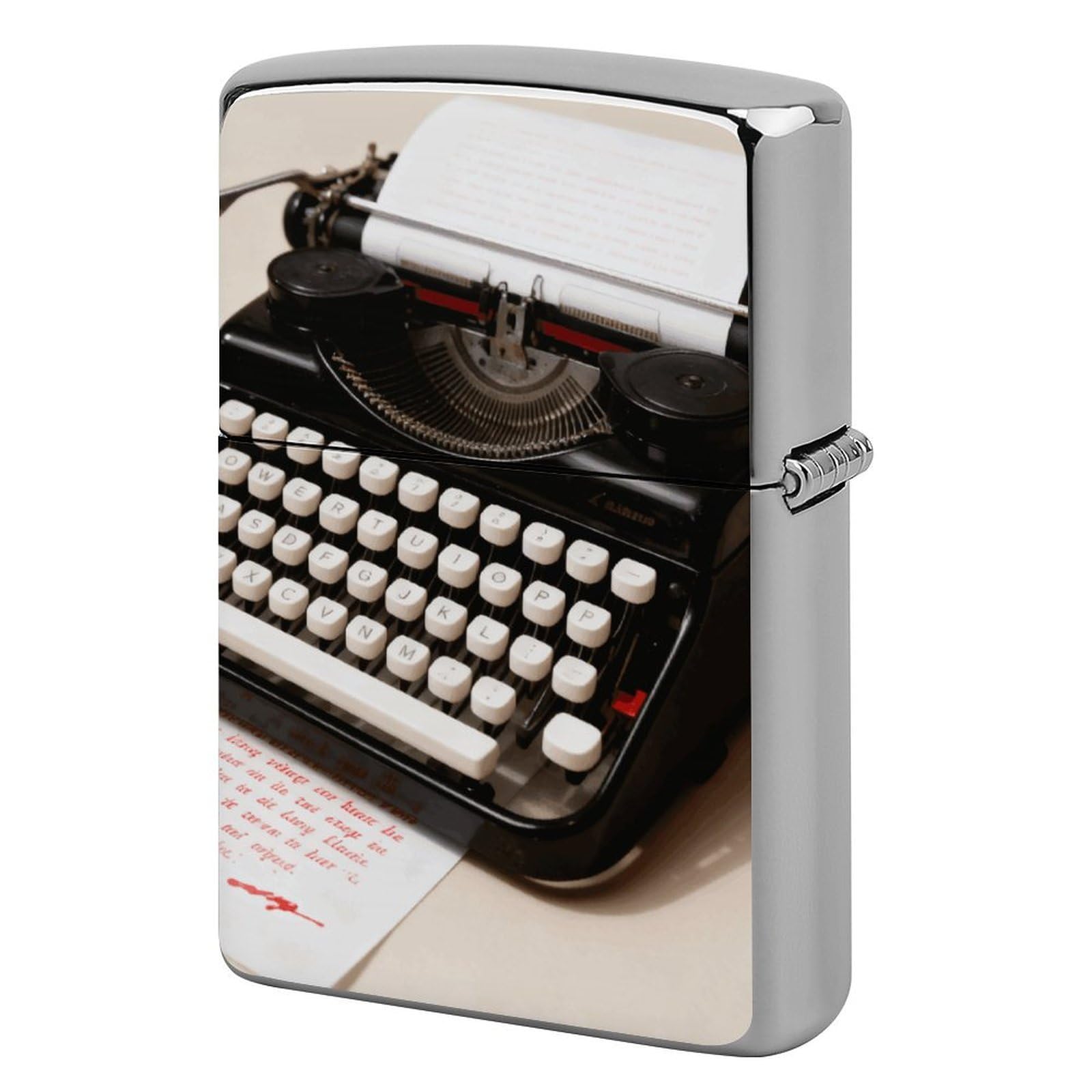 Vintage Typewriter Lighter Case Cover Vintage Metal Lighter Sleeve Reusable Lighter Protective Cover Decorative Lighter Holder Birthday Gifts for Men Women