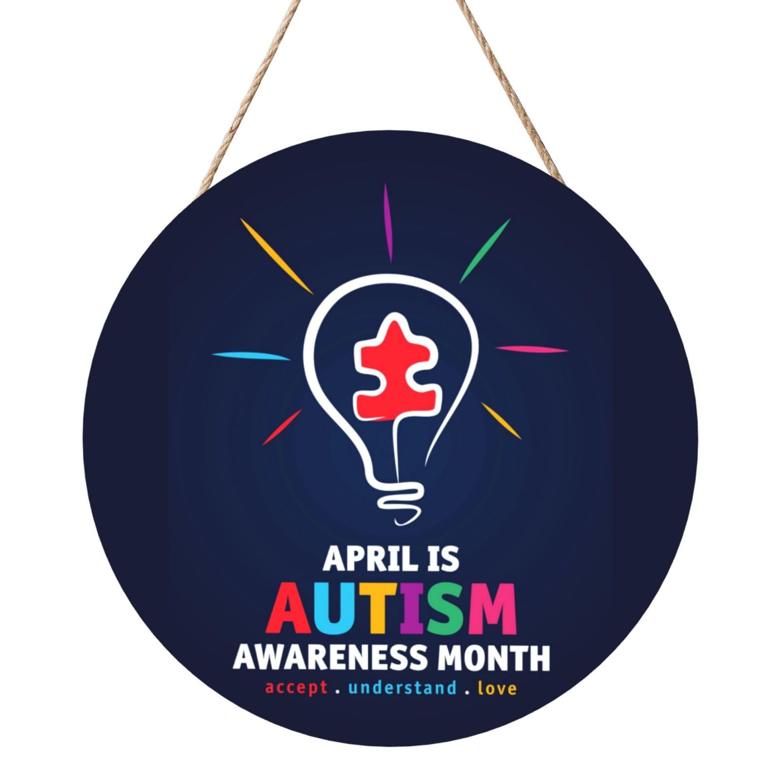 Autism Awareness Month Door Signs Plaques Wood Welcome Sign For Front Door Wall Hanging For Home Farmhouse Office Classroom Party Decoration
