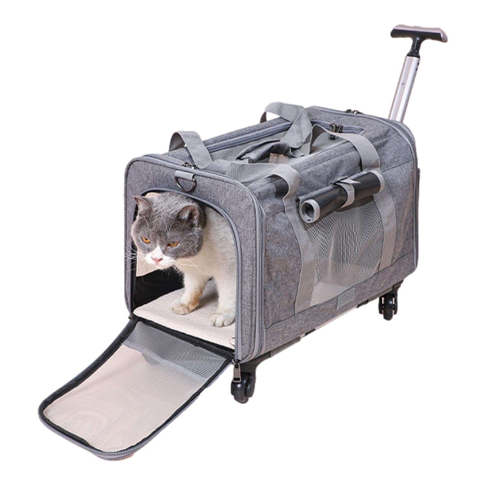 Bolsa De Viaje para Perros - Transportín para Gatos con Ruedas Suaves, Bolsa De Viaje para Transporte De Mascotas | Transportín Multiusos para Mascotas para Perros Y Gatos Pequeños con Cremalleras De