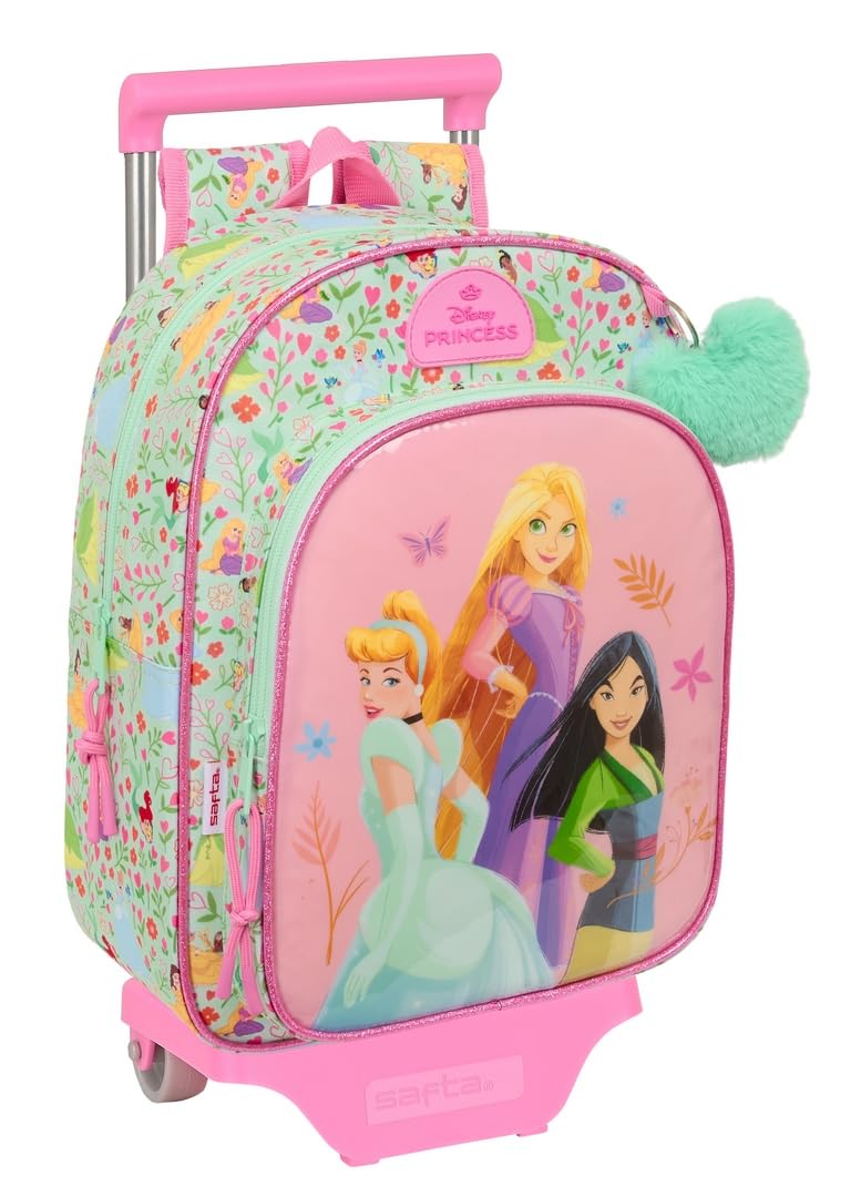 Safta PRINCESAS DISNEY BLOOM - Mochila Infantil con Carro 705, Ideal para Niños de Diferentes Edades, Cómoda y Versátil, Calidad y Resistencia, 26x11x34 cm