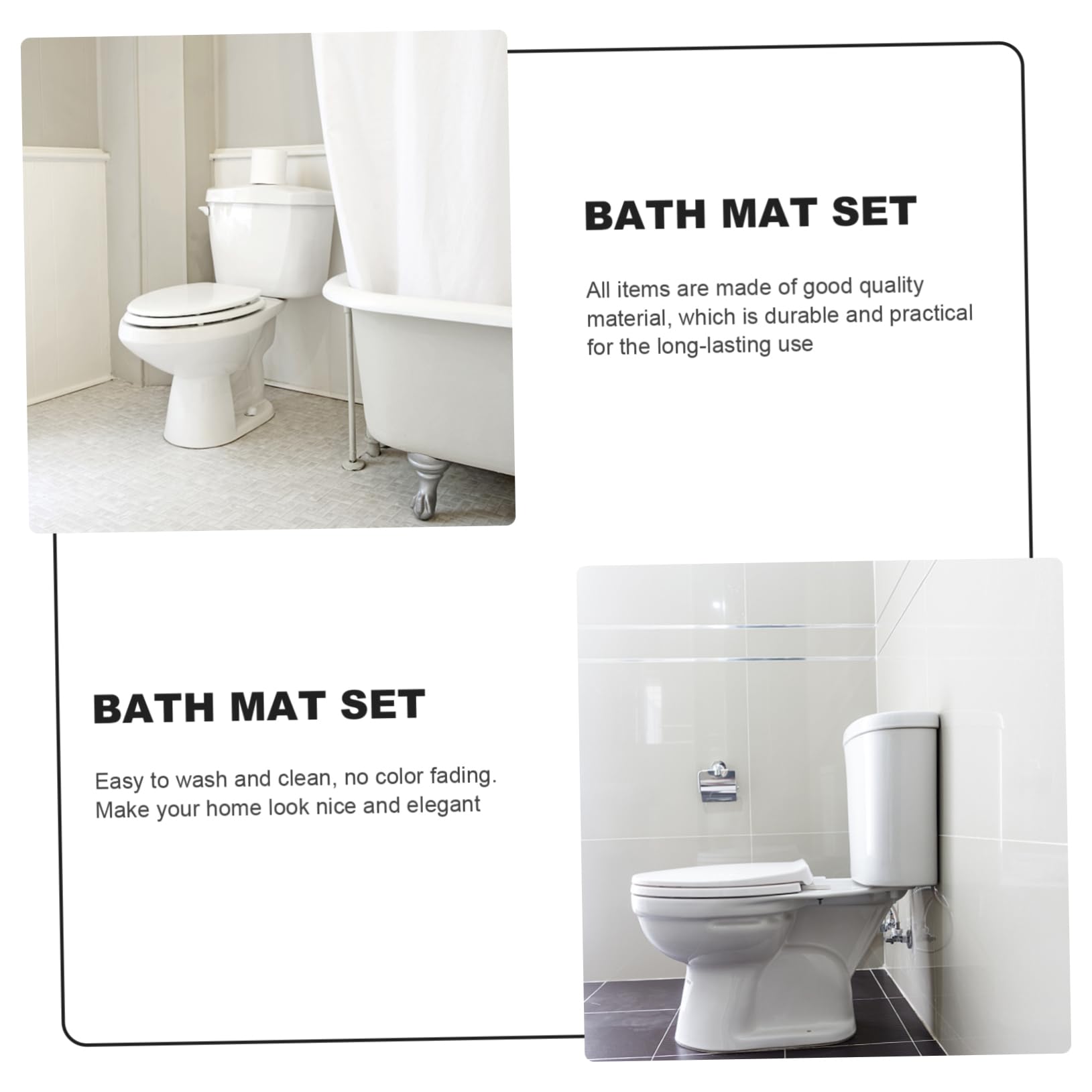 MAGICLULU Tappetino Bagno Rotondo 3 Pezzi in Flanella Feltro, Set Bagno | Motivo Giapponese Creativo, Protezione Antiscivolo, Struttura Durevole, Linea Decorativa per Interni Domestici