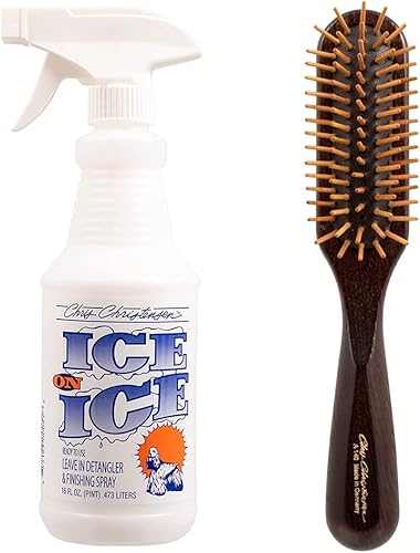 Chris Christensen Spray desenredante y acabado cepillo para perro desenredador hielo sobre hielo y aerosol de acabado añade elasticidad y