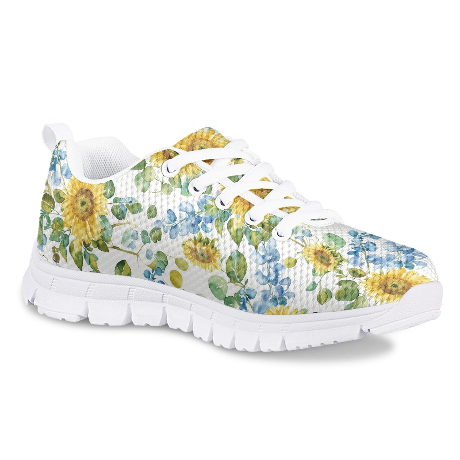 Cumagical Sunflowers Print Kids Shoes Toddler Little Big Kid Walking Sneakers for School