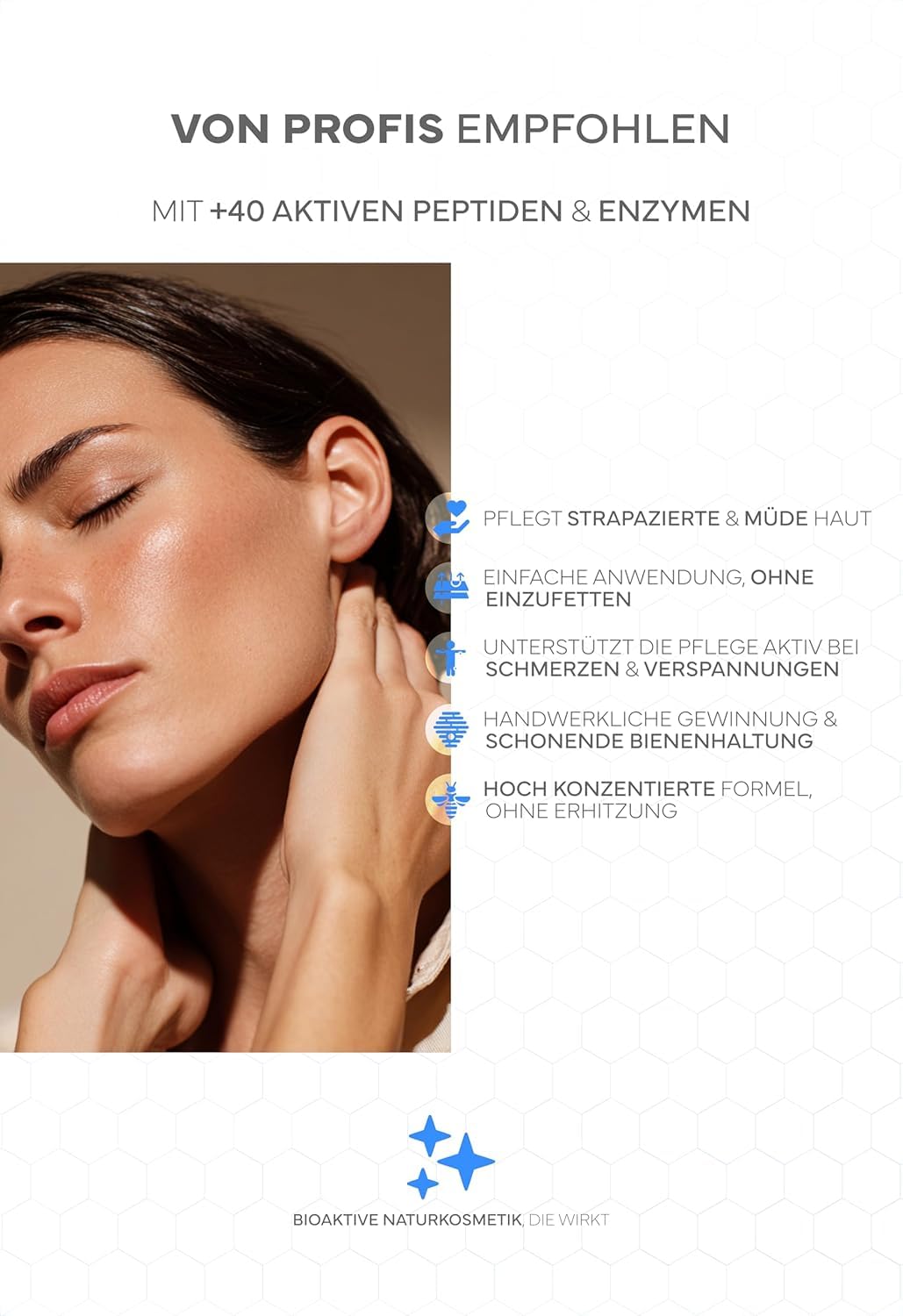 Bienengiftsalbe hochdosiert (+70% Melittin): Kühlend & wärmend, Bee Venom Bienengiftcreme + 9 Kräuterextrakte & 330 Bienenstichen: Aloe Vera & Eukalyptus; Made in Germany; Pflegt Falten & Arthrose