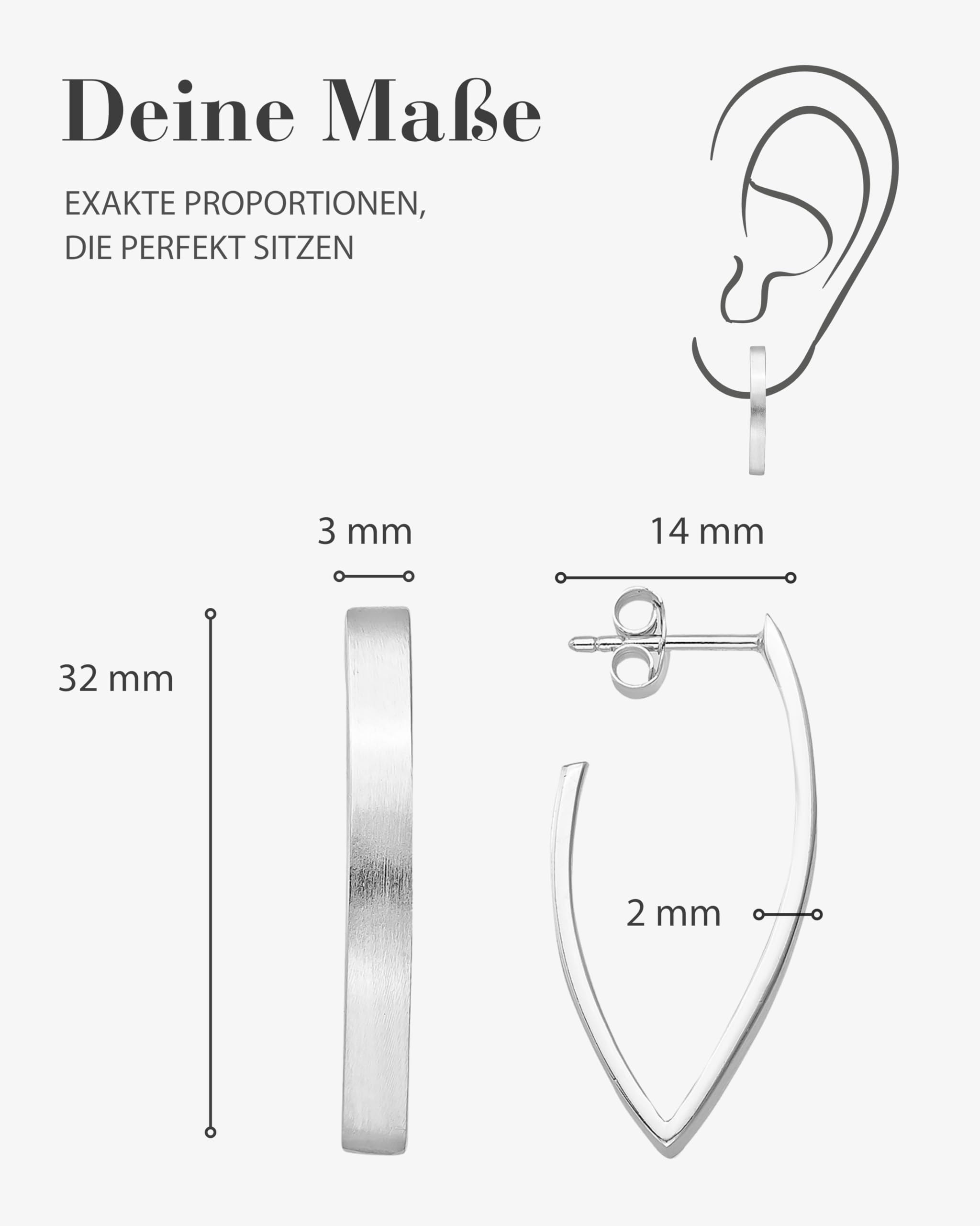 VINANI Klapp-Creolen aus 925 Sterling Silber I Nickelfreie Ohrringe für Damen I Mattierte Oberfläche mit Anlaufschutz I Allergikerfreundlich I Handarbeit in Juweliersqualität I CNX