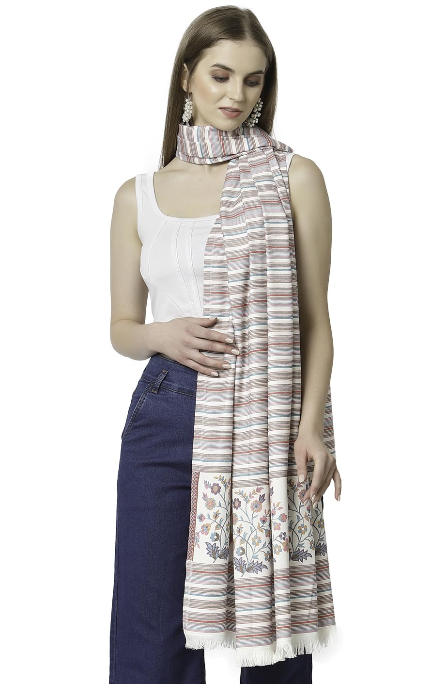 weavers villa Women's Woven Acro Wool Soft Shawl (Size: 40" X 80")-picture-22
