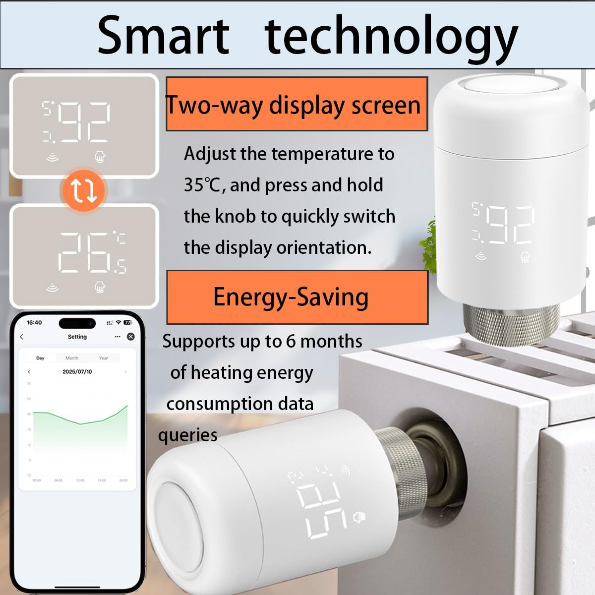 Termostato intelligente intelligente per riscaldamento termosifone per controllo smart home, programmabile, risparmio sui costi di riscaldamento, compatibile con Google Home, app Tuya e Alexa
