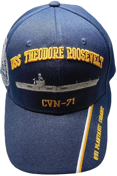 Flakita's Novelties United States USS Theodore Roosevelt CVN-71 Military Veteran Adjustable Embroidered Cap Hat Blue