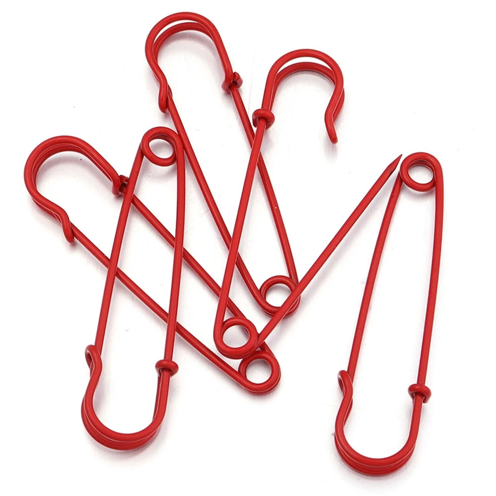 Decorative Safety Pins 50pcs/lot 64x15mm Safety Pins Brooch Colorful Metal Iron Sewing Pins For DIY Jewelry Making Clothing Fasteners Decor Accessories for Clothes(Red)