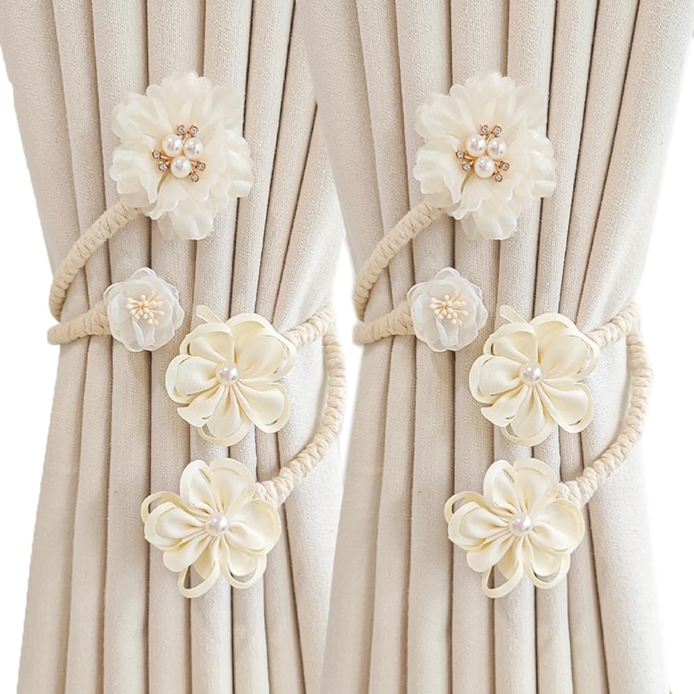 Attaches de Rideaux for Rideaux, 1 Paire d'embrasses en Corde à Fleurs, for Salon, Boucle Flexible, embrasses décoratives for Draperies