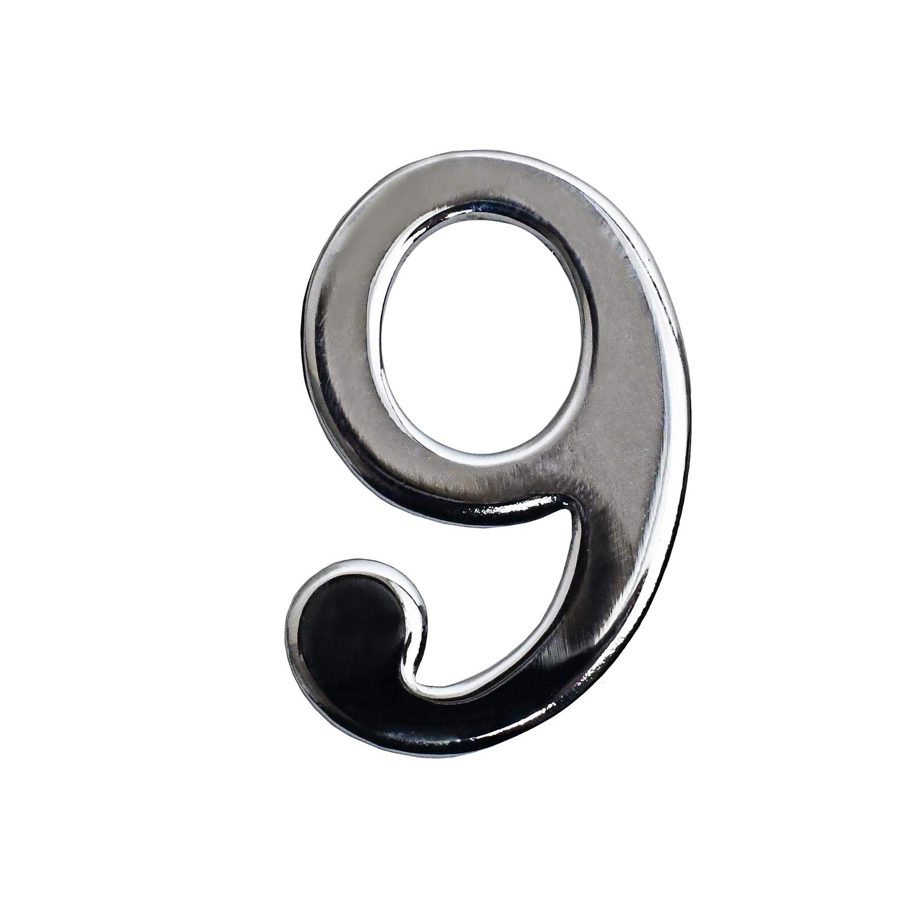 Black Country Metal Works Ltd Classic 1.5" Bright Chrome Number 9 with Fusion- Fix Adhesive