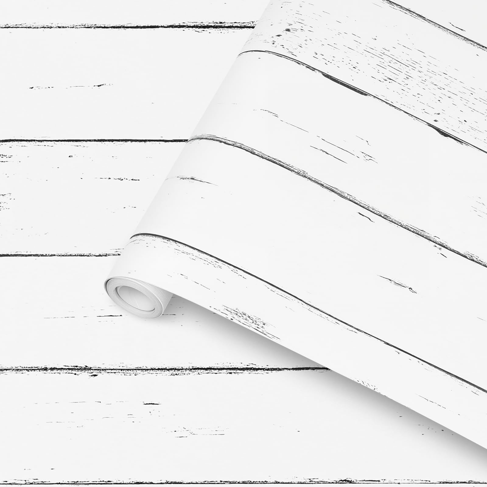 Photo 1 of Ohmywor White Wood Wallpaper Peel and Stick 17.7"x236"