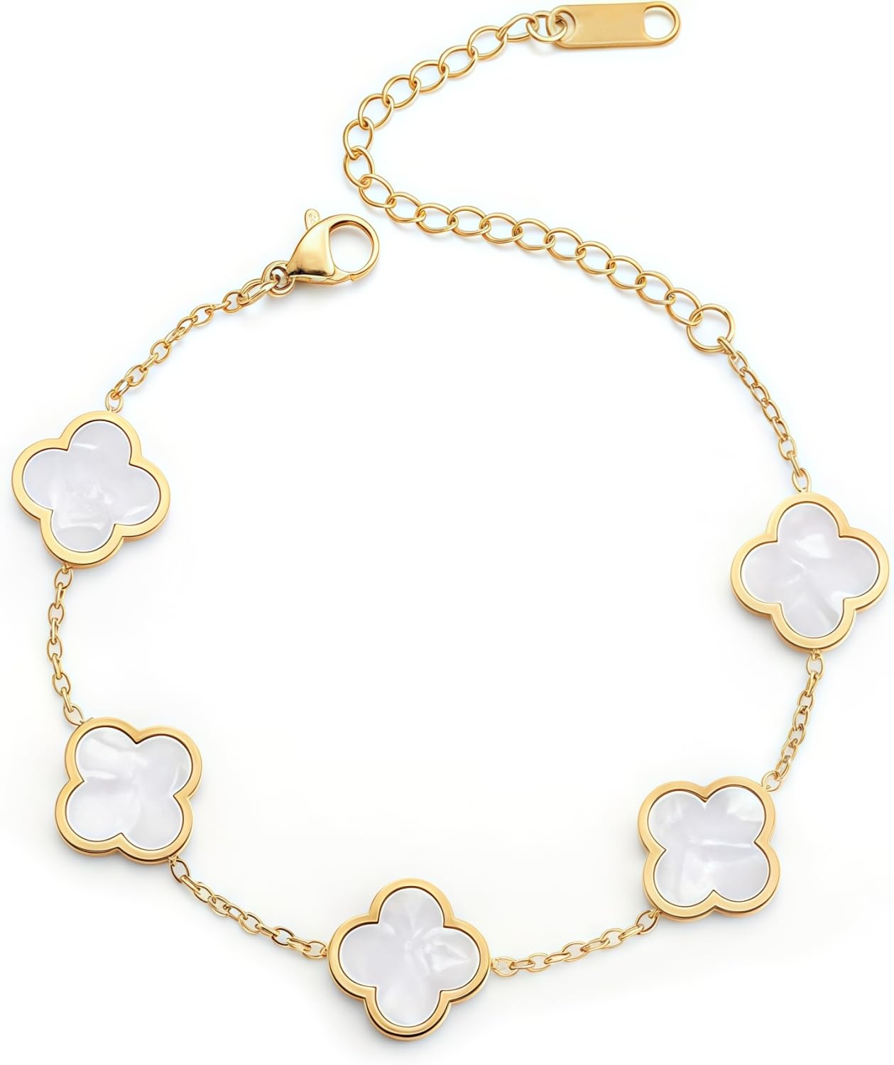 Regalos Originales para Mujer Pulsera Trébol 4 Hojas Acero Inoxidable Regalos Mujer Cumpleaños Dia de la Madre San Valentin Navidad regalo Amiga Madre Hermanas Novia