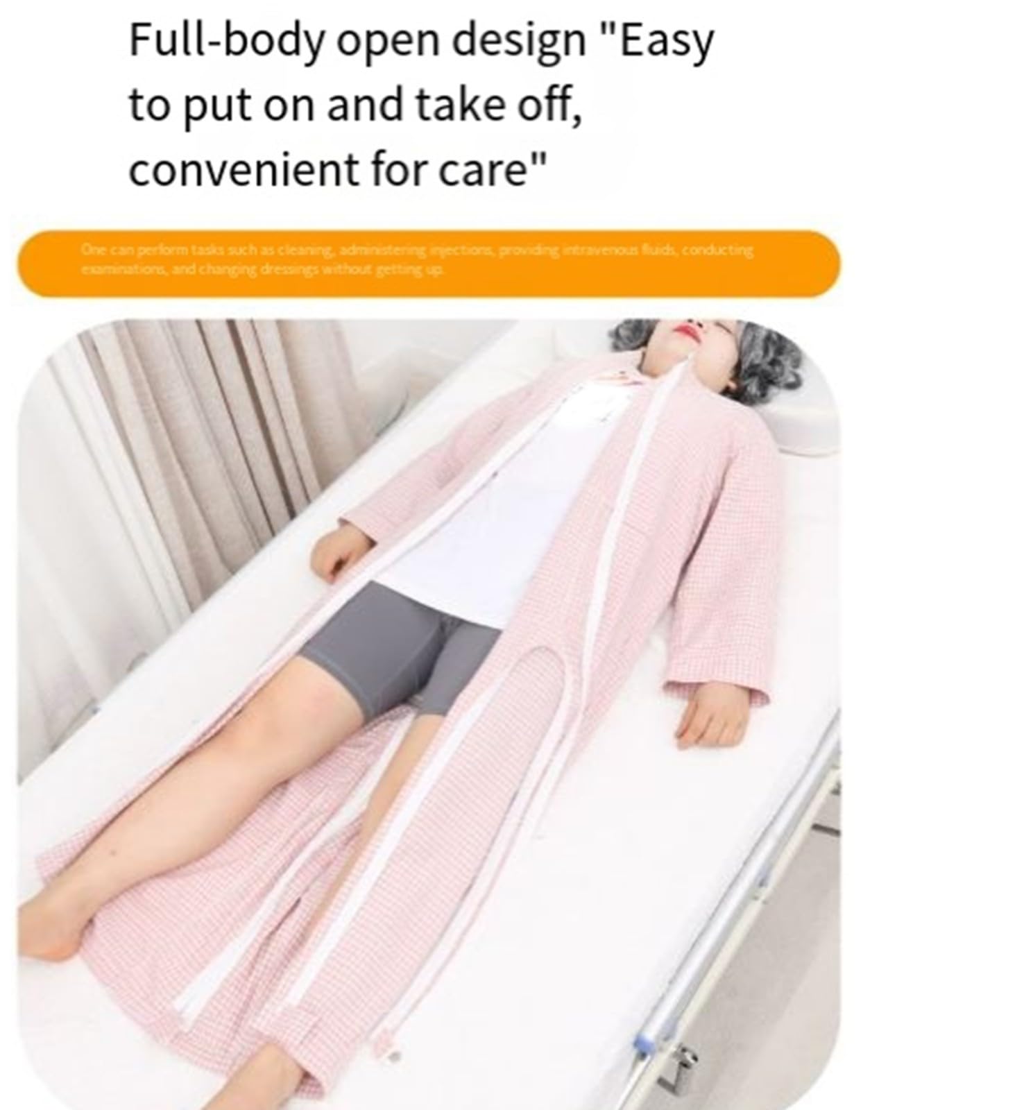 BLUEZY Pijama Sanitario para Ancianos Enterizo De Algodón Incontinencia Antitiras, Adulto Paciente Médico Vestido Tear Away Jumpsuit B,L