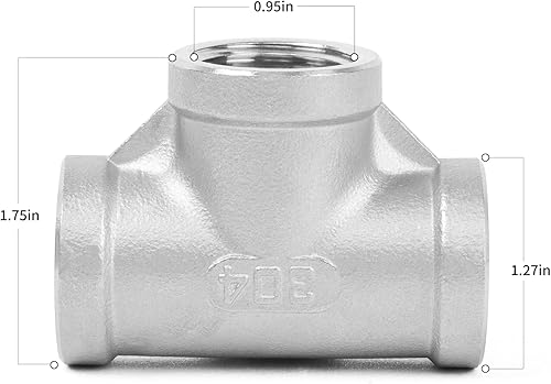 Miniatura 2 de ChillWaves Instalación de tubería de acero inoxidable 304, adaptador de rosca hembra NPT de 34 "x 34" en T de 34 "x 34" (2 unidades)