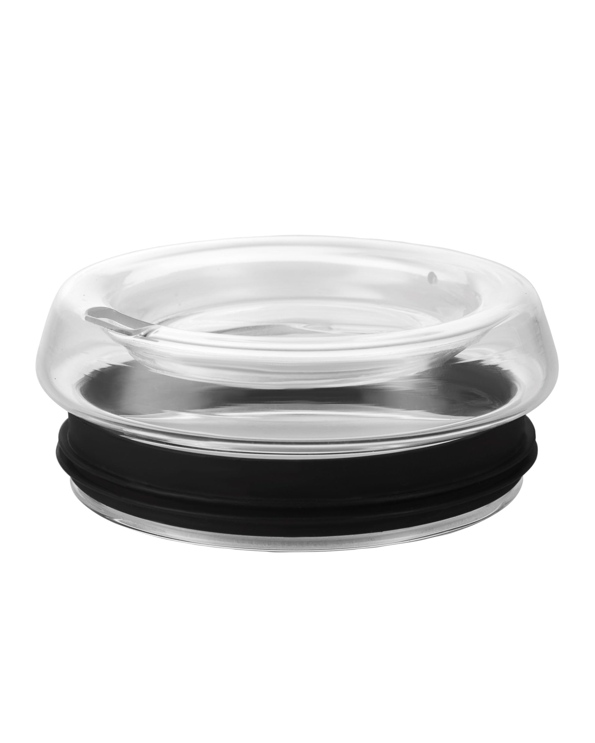 ecoBrew All Glass Lid - Replacement for ecoBrew Double Wall Glass Cups Fits 16oz & 12oz Glass Travel Mugs (Black)