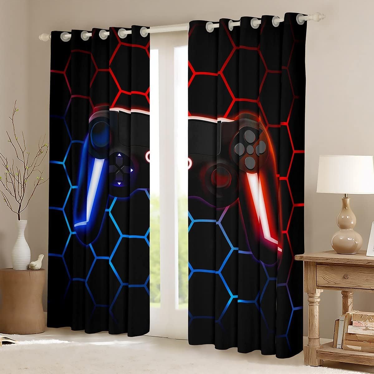 Homewish Gaming Boys Curtains for Bedroom 46"Wx54"L - Image 3