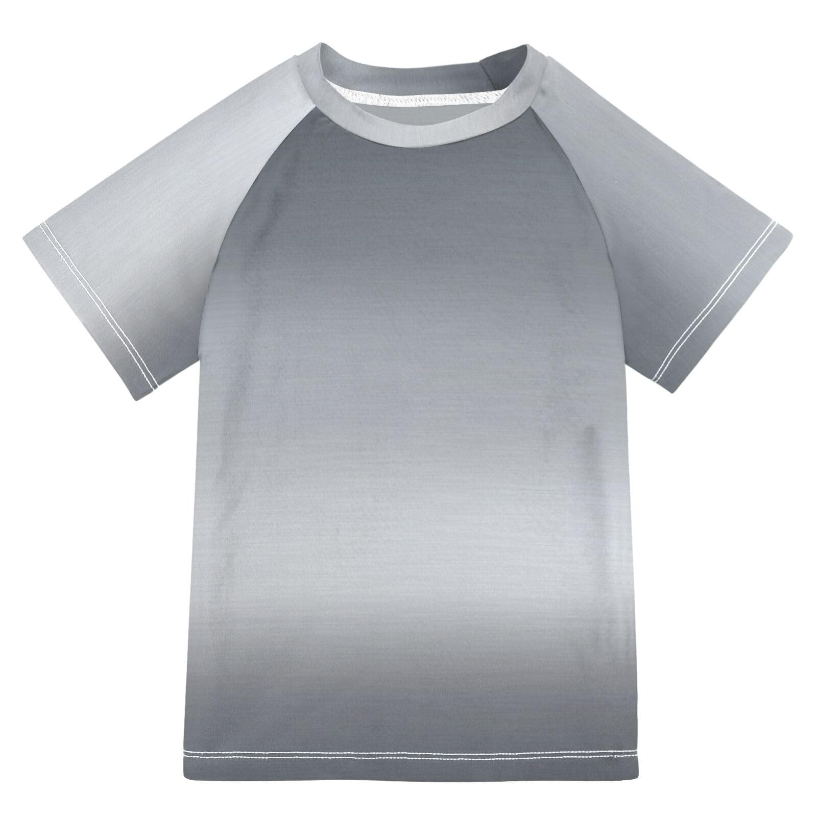 Rash Guard Bathing Suit Girls Short Sleeve Girls Swimsuit 9T Silver Metallic Gradient Scratches Titan Steel