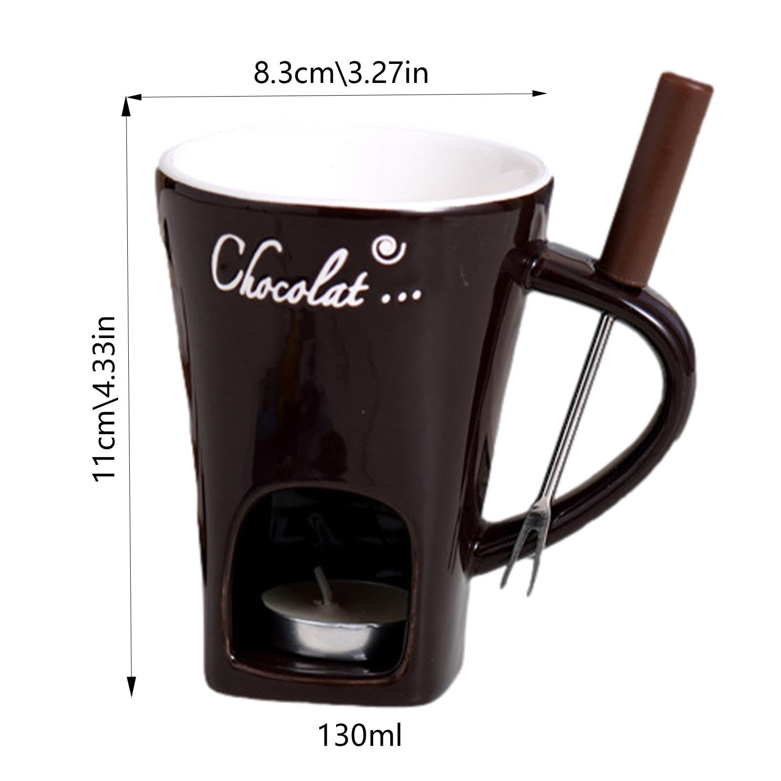 Tazza Fonduta Cioccolato Ceramica 130ml - Con Forchetta E Candela, Per Picnic E Feste - Foto 2
