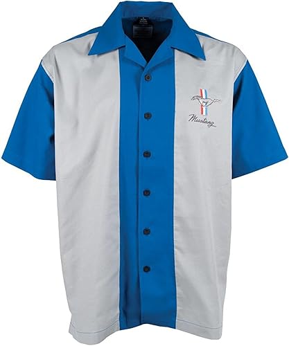 Ford Mustang Car Logo Bordado Panel Club Camisa, Azul