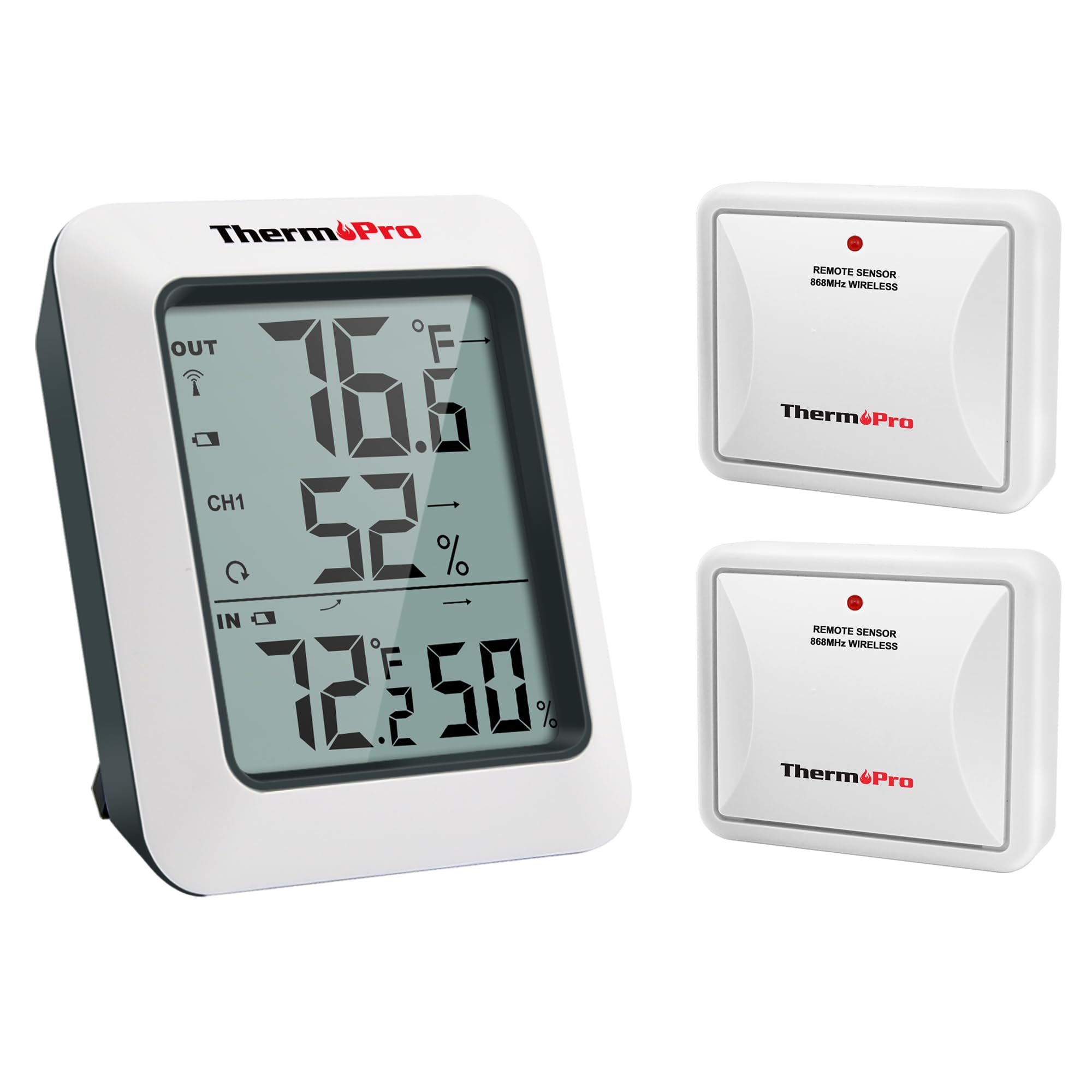 ThermoPro TP60-2 Digital Hygrometer Indoor Outdoor Thermometer Wireless Temperature and Humidity Gauge Monitor Room Thermometer with 500ft/150m Range Humidity Meter