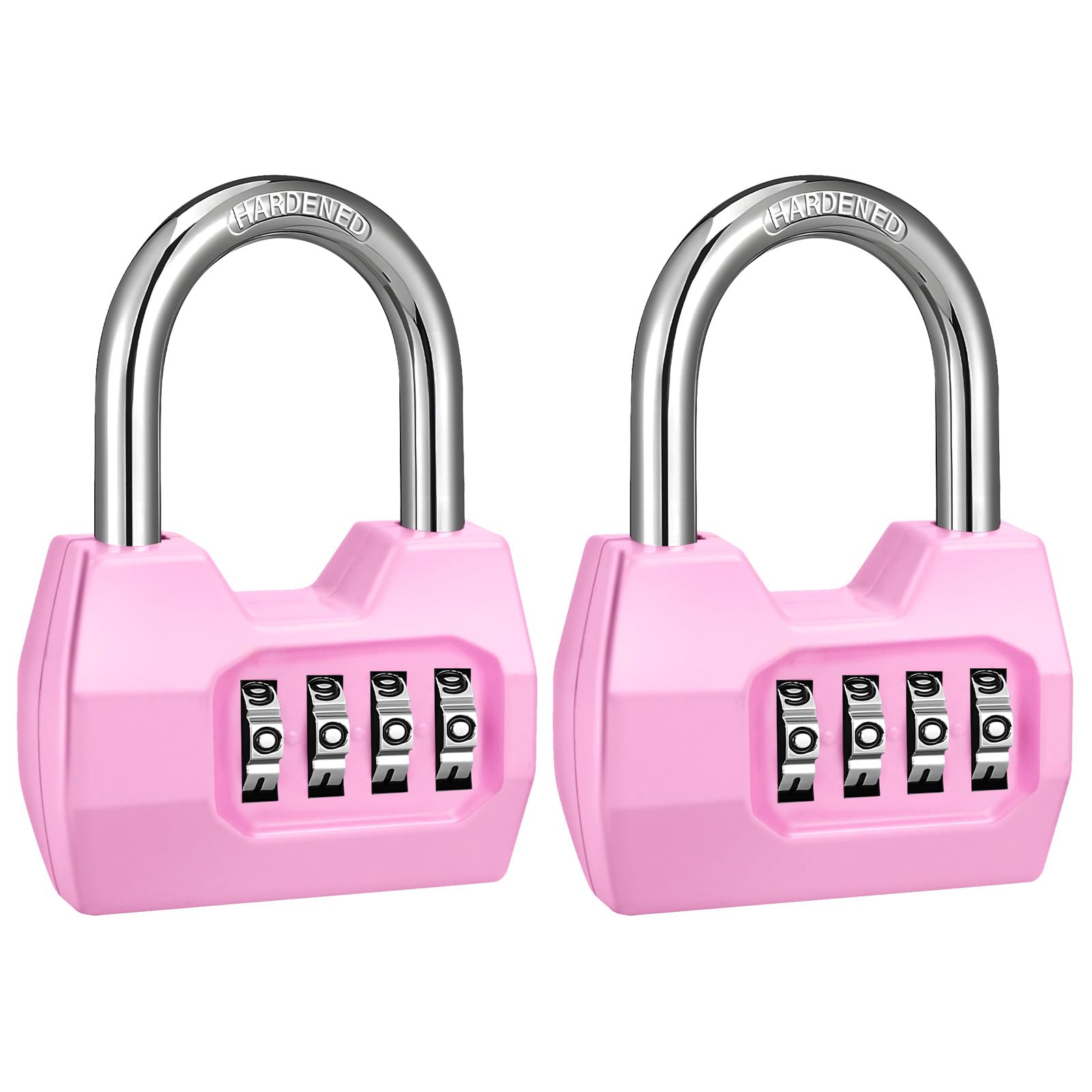 2 Pack disecu 4-Digit Combination Lock, Waterproof Outdoor Padlock for School Gym Locker, Fence, Gate, Shed, Storage Unit (Pink)