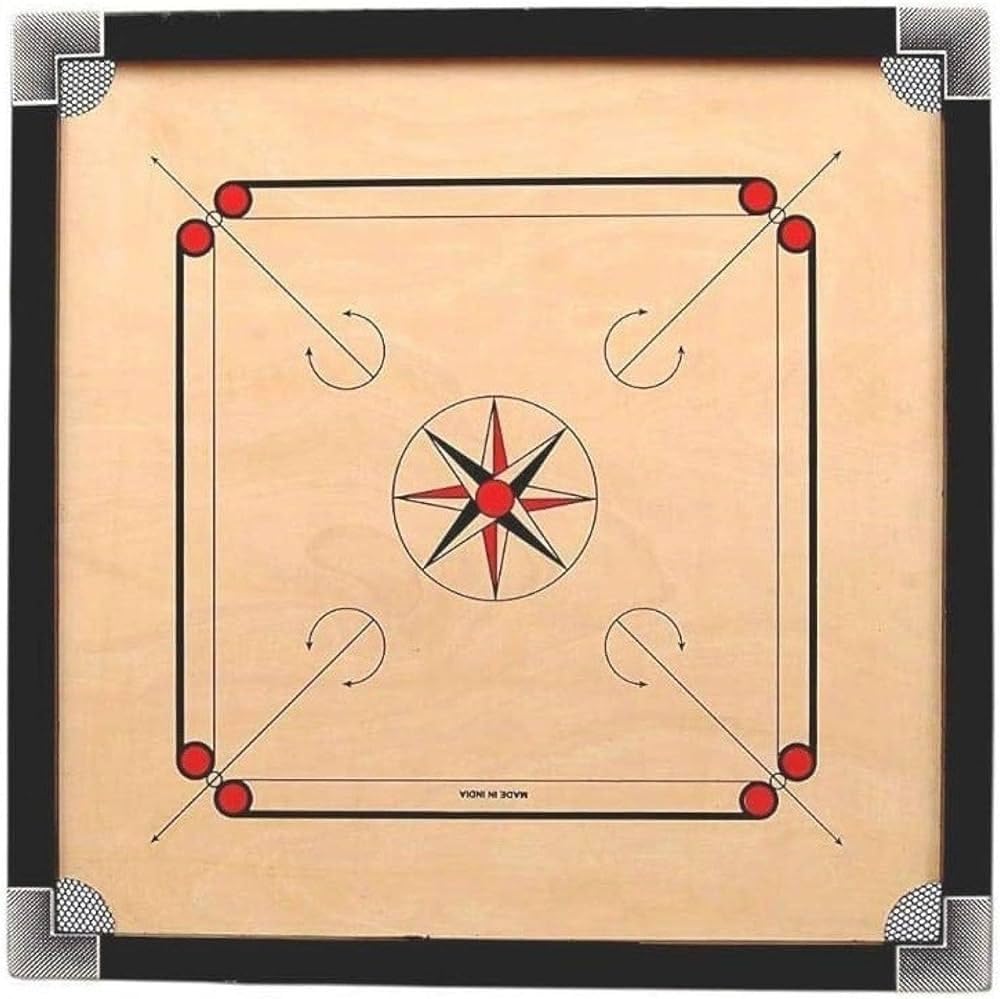 MITRAM 28x28 Inch Premium Wooden Carrom Board Game Set with Striker, Coins & Powder - Classic Tabletop Family Board Game - Smooth Playing Surface for Kids & Adults