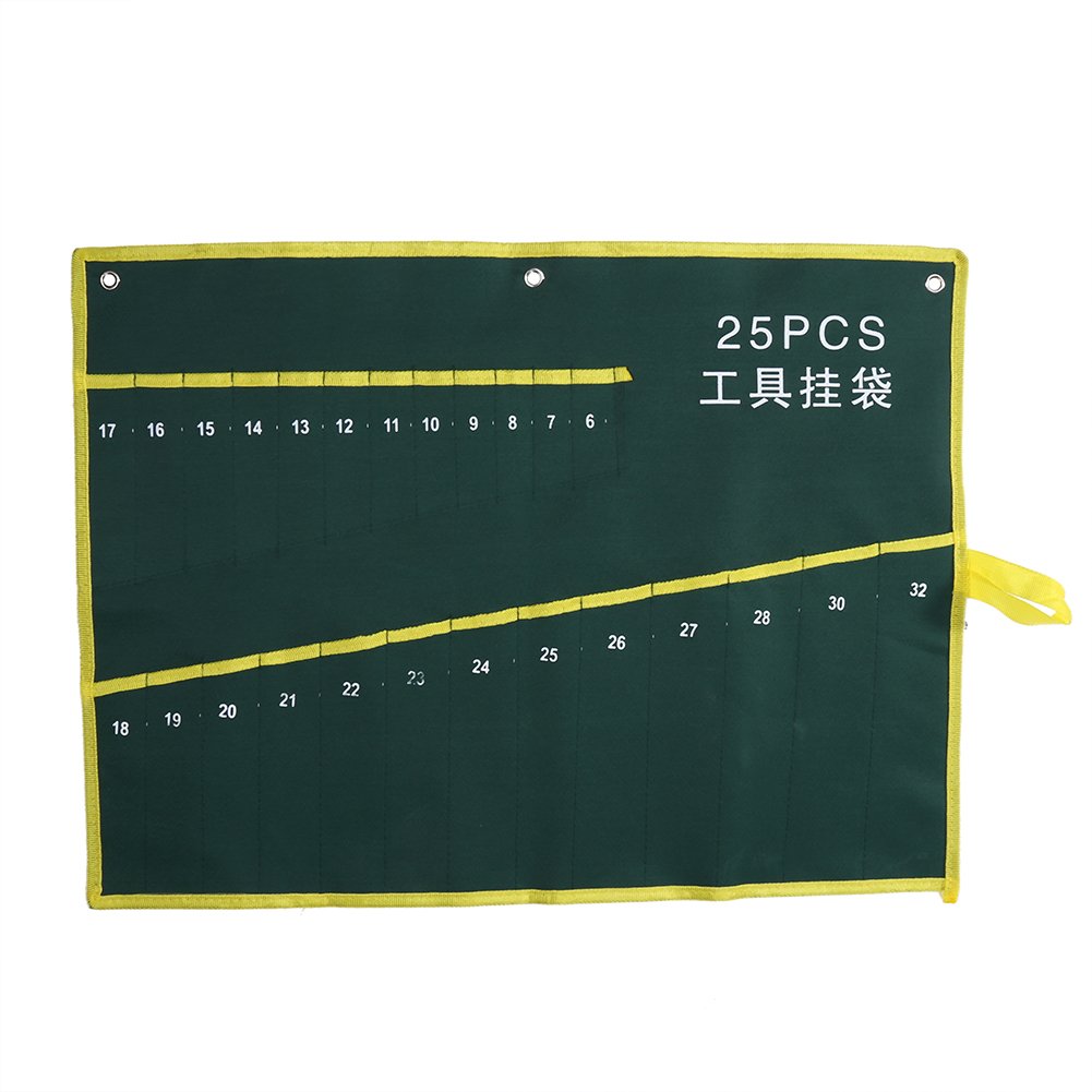 Zerodis Green Wrench Tool Bag, Pockets Pouch Spanner Wrench Tool Bag For Woodworker Handymen Craftsmen(25 Pocket)