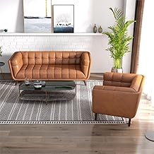 Torque - Louis Leatherette 3+1 Seater Sofa Set for Living Room-Brown | Sectional Sofa 4 Seater 3 Plus 1 | 4 Seater Sofa for Office | 1 Year Warranty