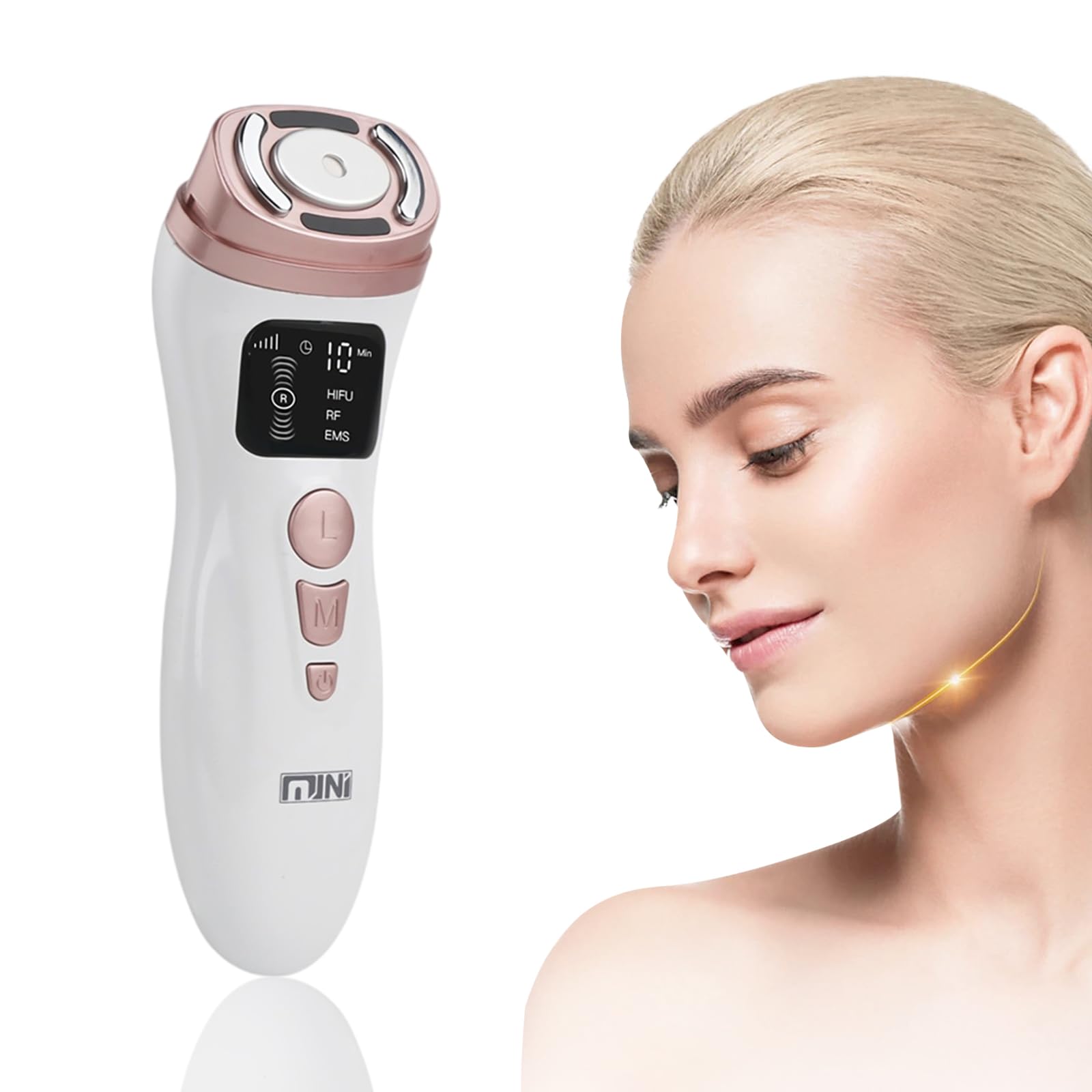 Mini maszyna do twarzy HIFU, ultradźwiękowe urządzenie kosmetyczne RF wzmocnione technologią masażu twarzy EMS, używane do przeciwzmarszczkowego odmładzania skóry, liftingu, ujędrniania i usuwania