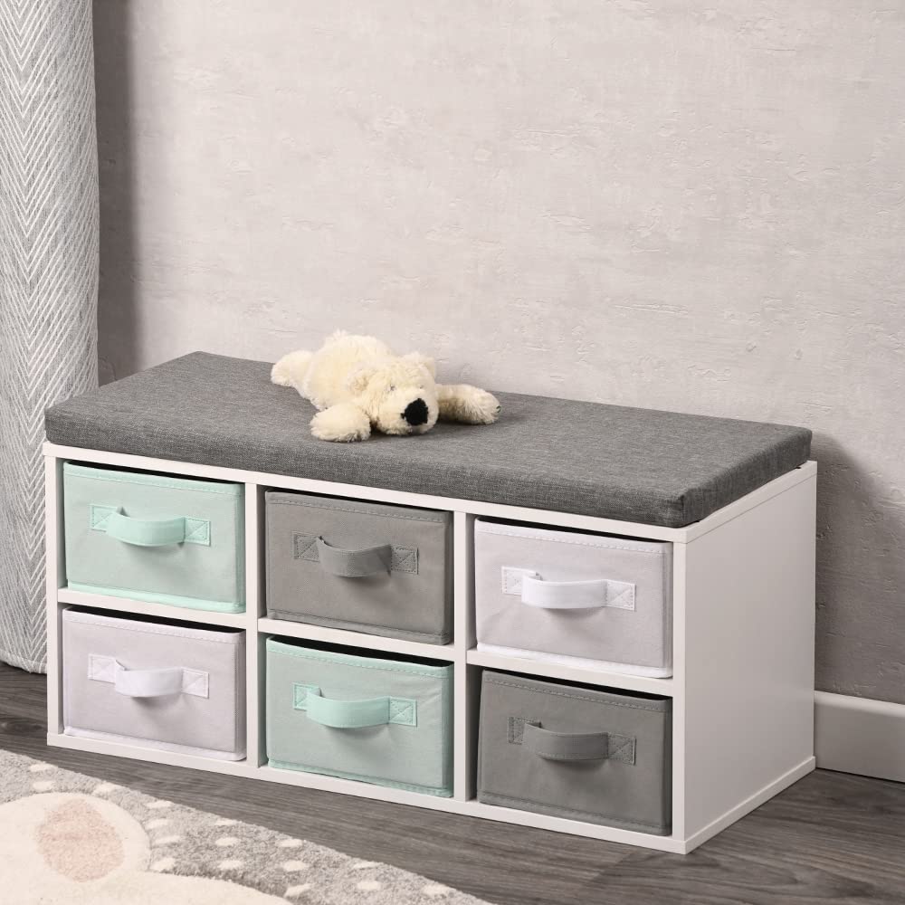 Kesper | Banc pour enfants avec boîtes de rangement, matériau: panneau de particules, dimensions: l:68 x h:29,5 x p:33 cm, couleur: blanc| 17729 13