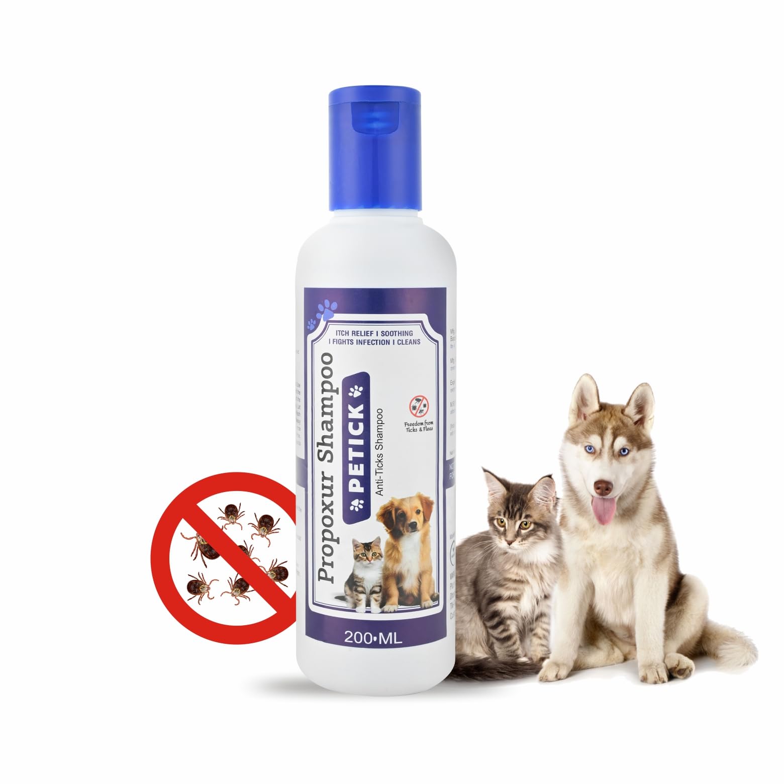 VARGAS Petick Anti-Ticks & Flea Shampoo | 200Ml | For All Types Of Dog & Cat Shampoo | Itch Relief | Soothing | Ticks-Fights Infection | Cleans For Dog & Cat Shampoo Pack Of 1