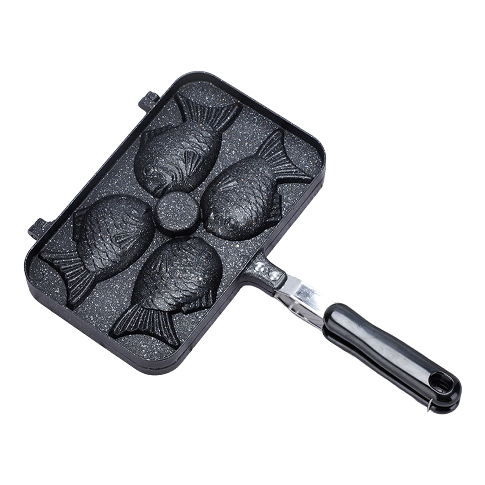 Taiyaki Maker, in lega di alluminio a 4 cavità, macchina per waffle in lega di alluminio, per casa, appartamento, cucina, viaggi, picnic, campeggio, cucina all'aperto, cottura