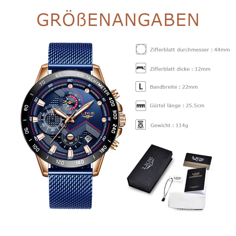 LIGE Orologio Intelligente, IP67 Impermeabile Fitness Sportivo Pedometro Con Monitoraggio Frequenza Cardiaca/Pressione Sanguigna/Sonno Cronometro Contapassi Touch screen Smartwatch IOS Android
