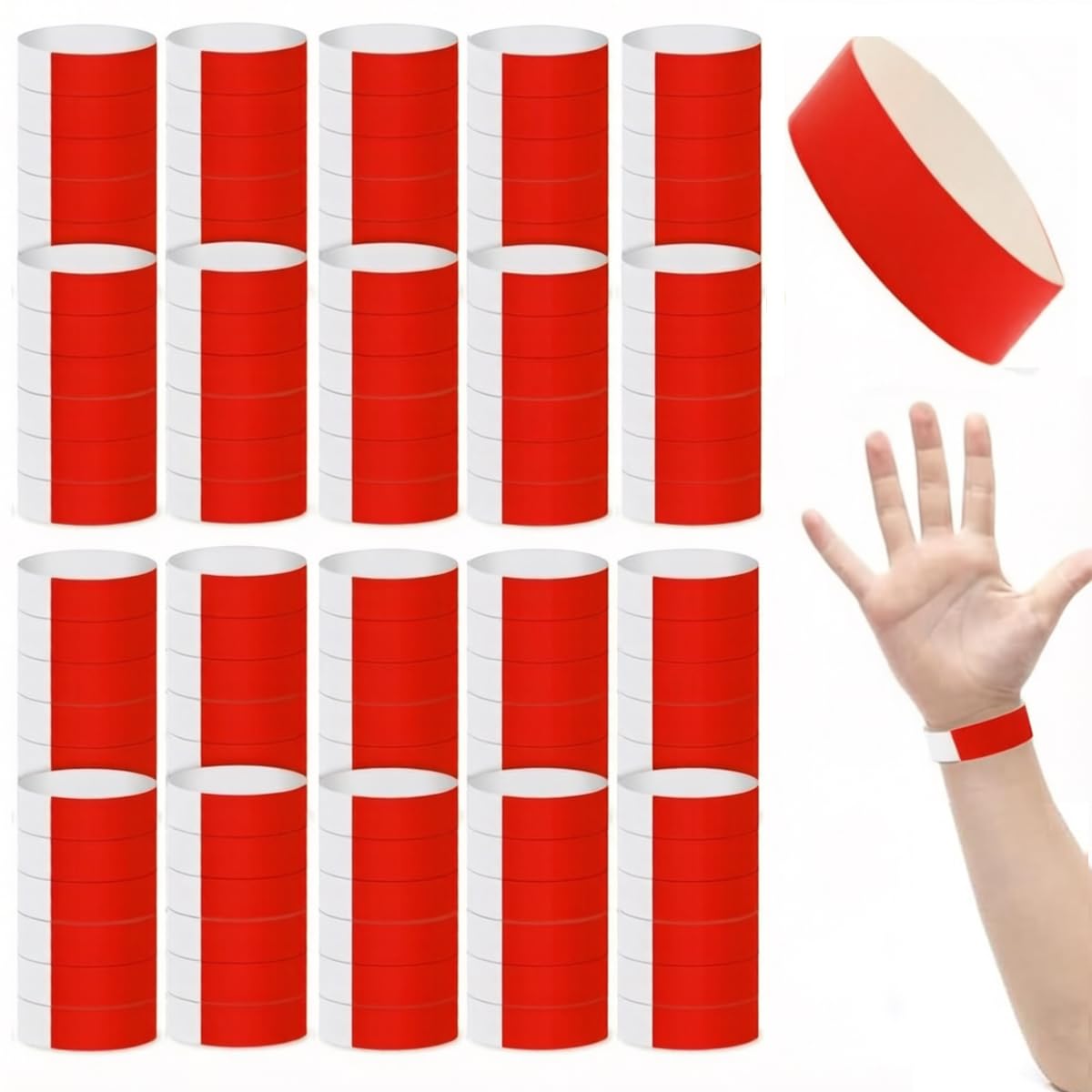 1000 Pcs Paper Wristbands for Events, Waterproof Colorful Adhesive Bracelets Wrist Bands for Party Events Music Festival Concert