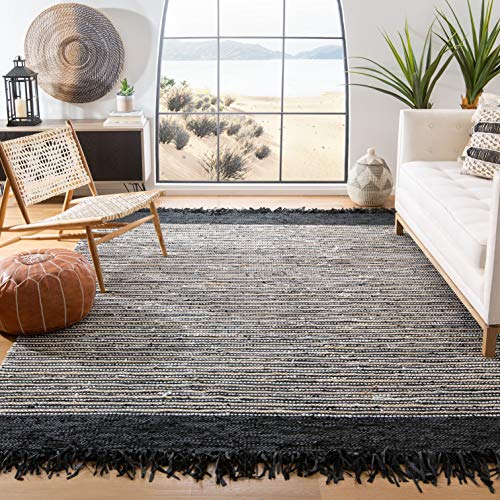 SAFAVIEH Vintage Leather Collection Area Rug - 6' Square, Black