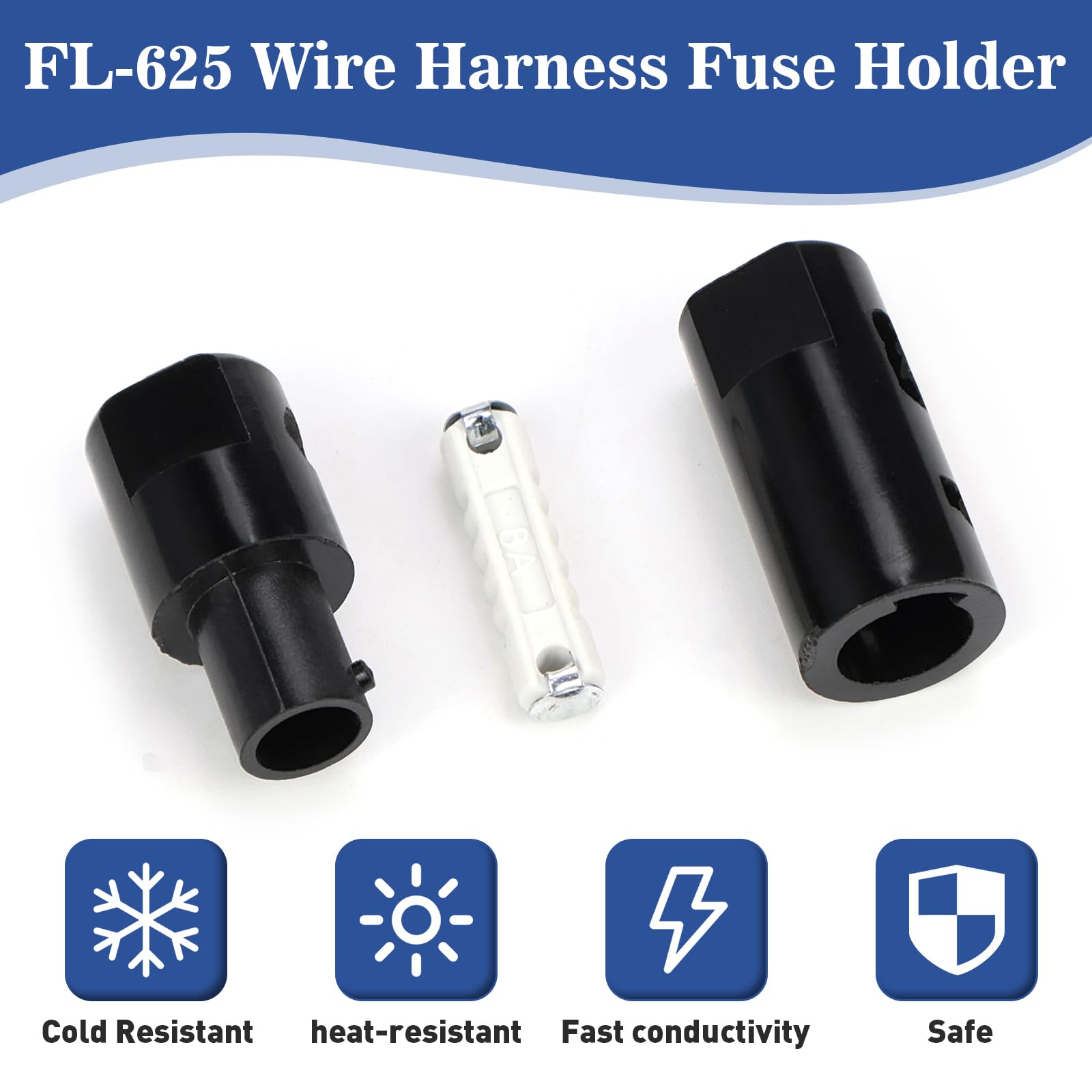 10 Portafusibili In Linea A Vite 16 AWG Per Fusibile Vetro 5x20mm - 15A 250V - Conforme RoHS