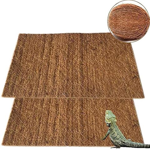 PINVNBY Reptile Carpet Natural Coconut Fiber Lizard Mat Pet Terrarium Liner Snake Bedding for Chamelon Turtle Bearded Dragon Iguana 2PCS Cover
