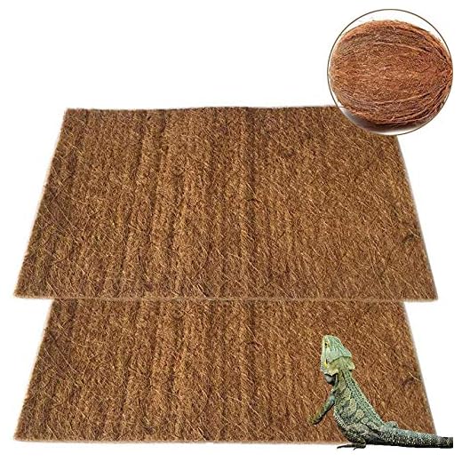 PINVNBY Alfombra para reptiles de fibra de coco natural lagarto tapete para terrario de mascotas forro de serpiente para camelón, tortuga, dragón barbudo, Iguana, 2 unidades