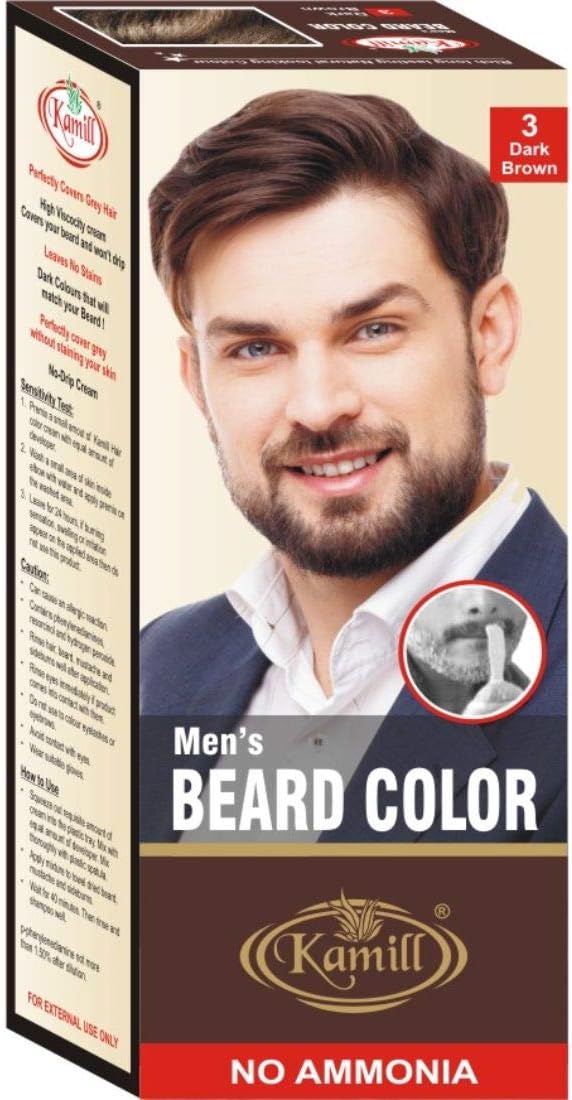 Dark Brown Men Beard Color with No Ammonia, Shade No. 3 (100 gm)