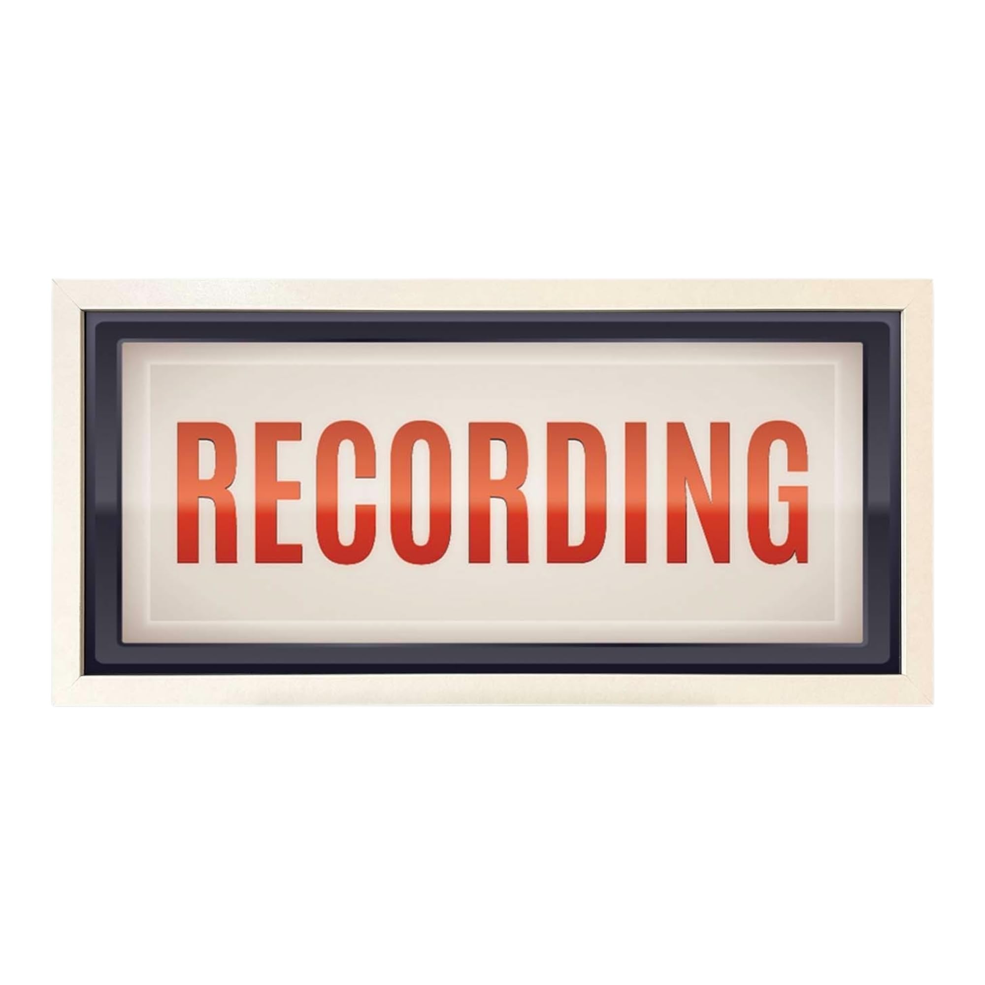Echo Three White Wall Art Framed Print Recording Sign | Do Not Disturb Room Signage | Large Wide Retro Sound Studio Design | On Air Dj Social Media Influencer Gift | Display For Podcasters And Music Artists