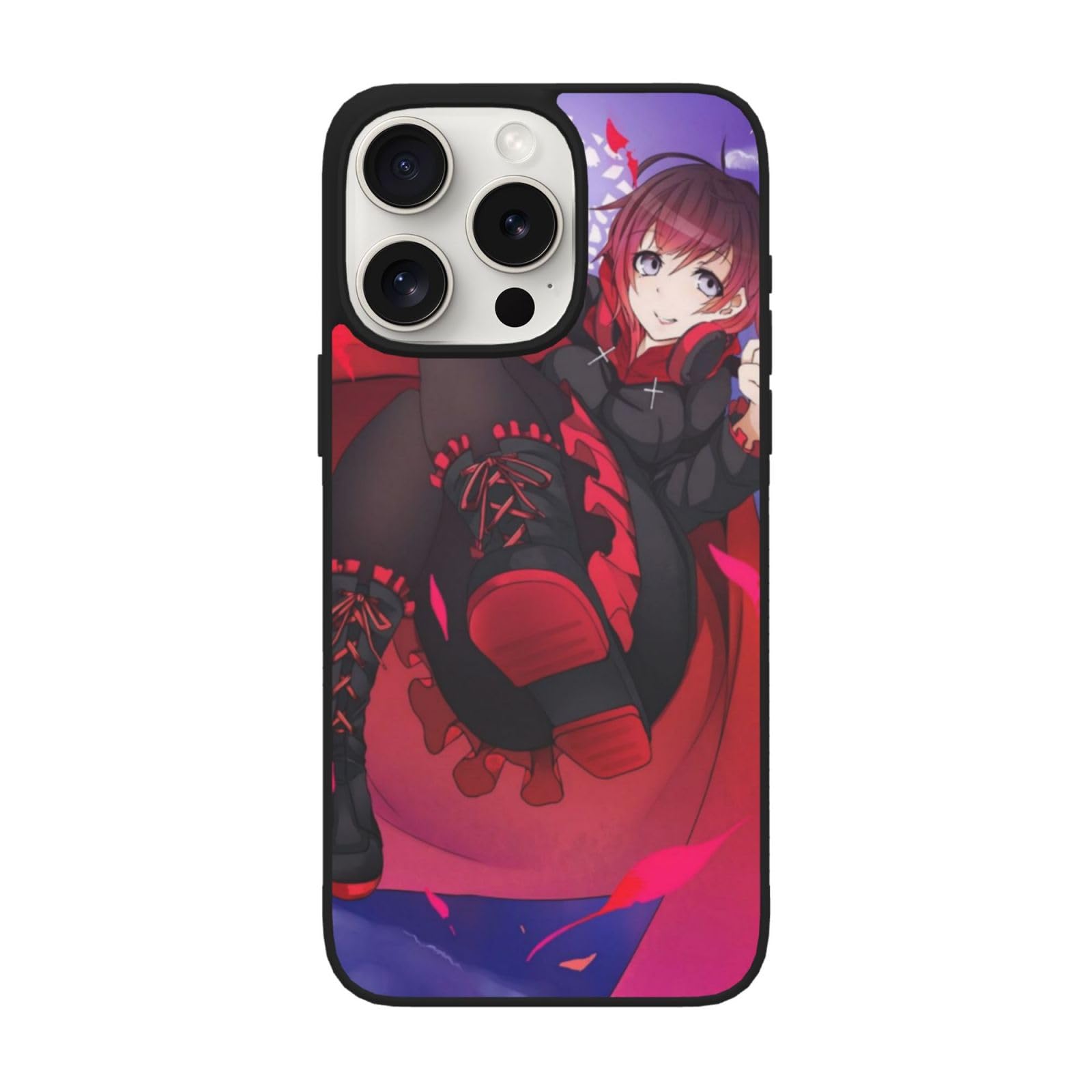 Soft Glass Case for iPhone 15 Soft Glass Case for iPhone 15 Pro / 15 Pro Max TPU Thickened Cover Ip15 Pro Max-6.7in RWBY Pattern Phonecase Fall Proof